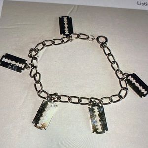 New razor blade bracelet, charm silver color